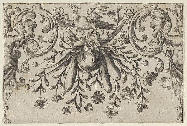 Hieronymus Bang:Design for Silverwork with Garlands Birds an-16x12"(A3) Poster