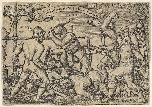 Sebald Beham:Peasants' Brawl from The Peasants' Feast or the-16x12"(A3) Poster