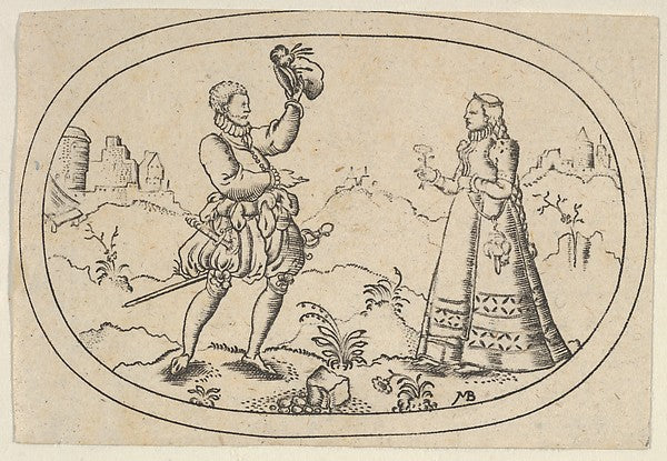 Mathais Beitler:A Gentleman Greets a Lady from Das Bossenbüc-16x12"(A3) Poster
