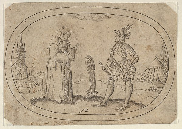 Mathais Beitler:A Friar and a Soldier from Das Bossenbüchlei-16x12"(A3) Poster