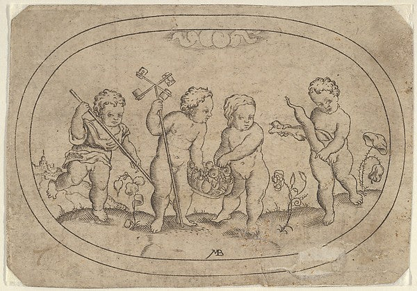 Mathais Beitler:Four Putti from Das Bossenbüchlein c1582-16x12"(A3) Poster