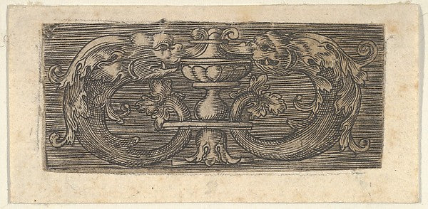 after Jacob Binck ):Copy of a Panel with Two Dolphins Facing-16x12"(A3) Poster