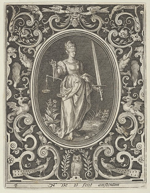 Nicolaes de Bruyn:Justice from the Cardinal Virtues 1648–56-16x12"(A3) Poster