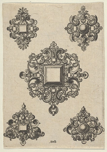attributed to Abraham de Bruyn ):Vertical Panel with Designs-16x12"(A3) Poster