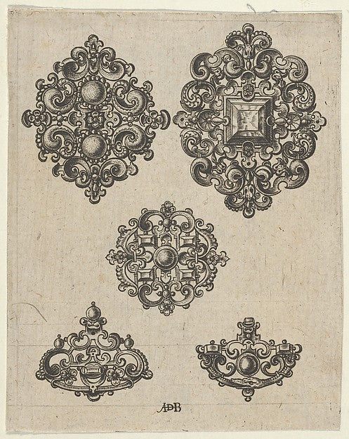 attributed to Abraham de Bruyn ):Vertical Panel with Five Je-16x12"(A3) Poster