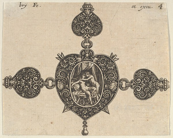 Johann Theodor de Bry:Design for a Heart-Shaped Brooch 1580–-16x12"(A3) Poster
