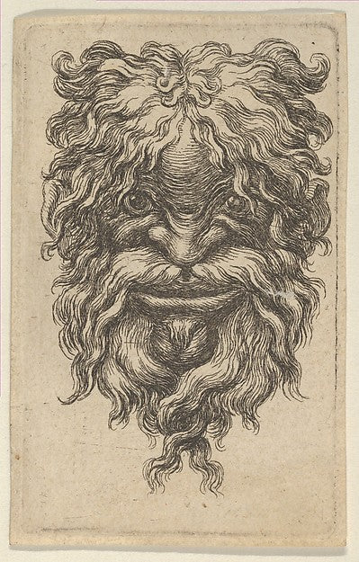 François Chauveau:Mask with Curly Hair a Long Mustache and a-16x12"(A3) Poster