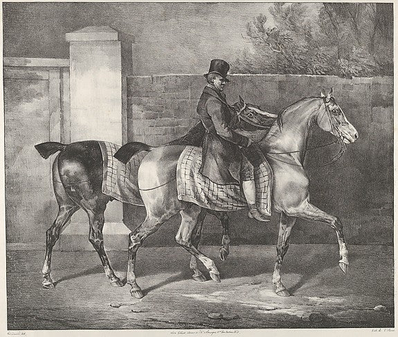Two Horses Exercised by a Jockey 1822-Théodore Gericault,  Poster Print Wall Art