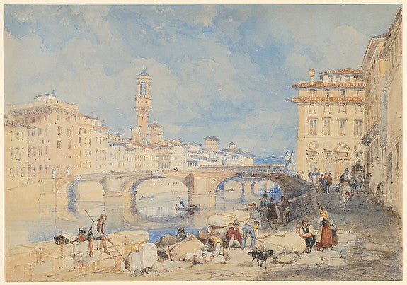 James Duffield Harding:Ponte Santa Trinità Florence before 1-16x12"(A3) Poster