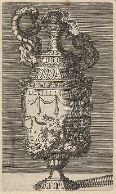 Originally by René Boyvin:Vase with a Mask Garlands and Two -16x12"(A3) Poster