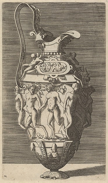 Originally by René Boyvin:Vase with Dancing Women and Satyrs-16x12"(A3) Poster