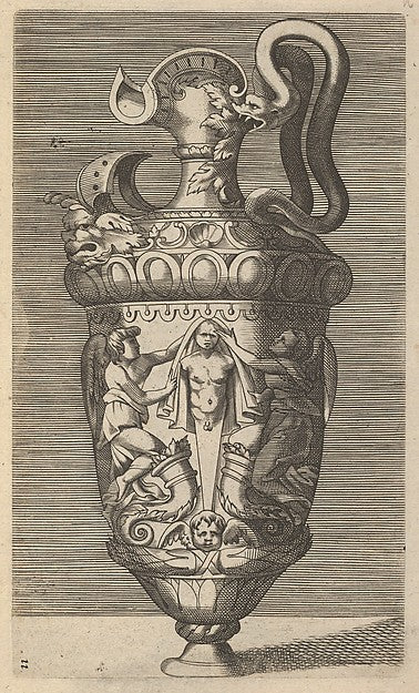 Originally by René Boyvin:Vase with Two Winged Figures Drapi-16x12"(A3) Poster