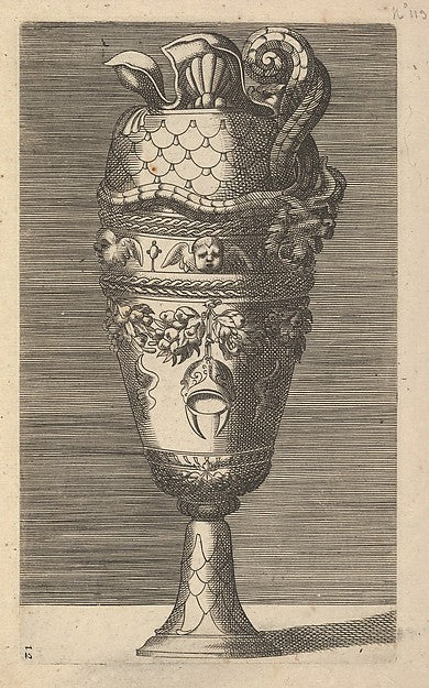 Originally by René Boyvin:Vase with Cherubs and a Helmet 17t-16x12"(A3) Poster