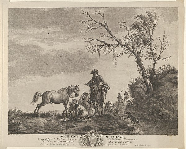 Charles Nicolas Cochin I , After Philips Wouwerman:An accide-16x12"(A3) Poster