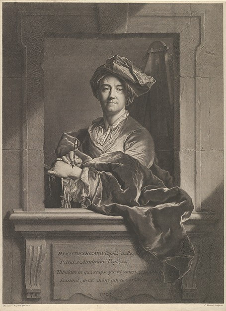 Pierre Imbert Drevet:Portrait of Hyacinthe Rigaud 1721-16x12"(A3) Poster
