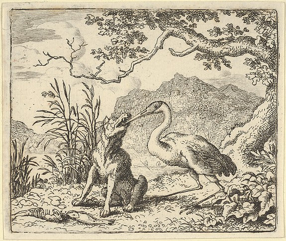 Allart van Everdingen:The Stork Removes a Bone from the Wolf-16x12"(A3) Poster
