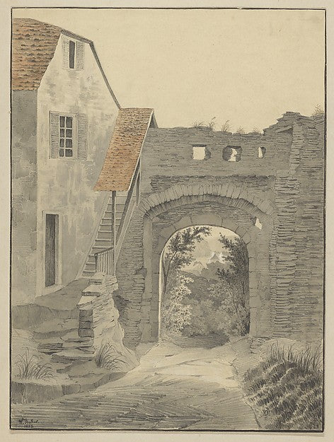 W. Becker - Entryway to Schloss Epstein 1852, Poster Print Wall Art