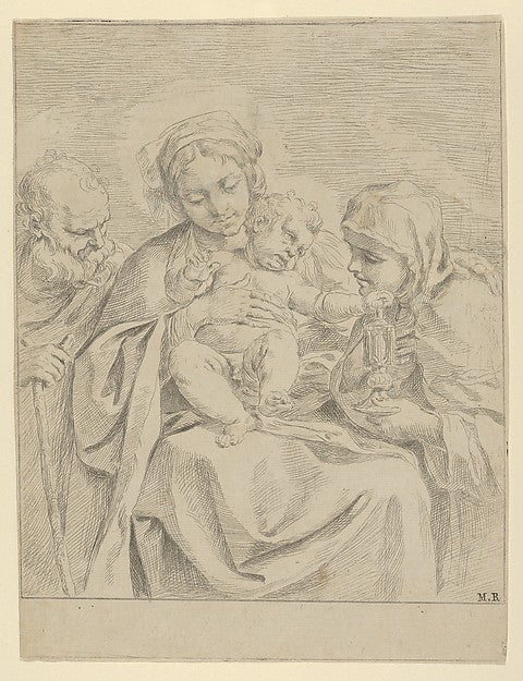 The Holy Family with Saint Clare  counterproof 1590–1600-Guido,  Poster Print
