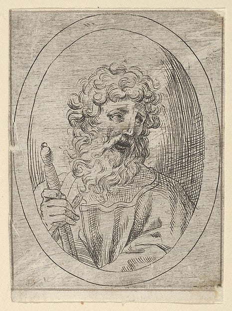 Saint Paul holding a sword  in an oval frame  from Christ  the,  Poster Print Wall Art