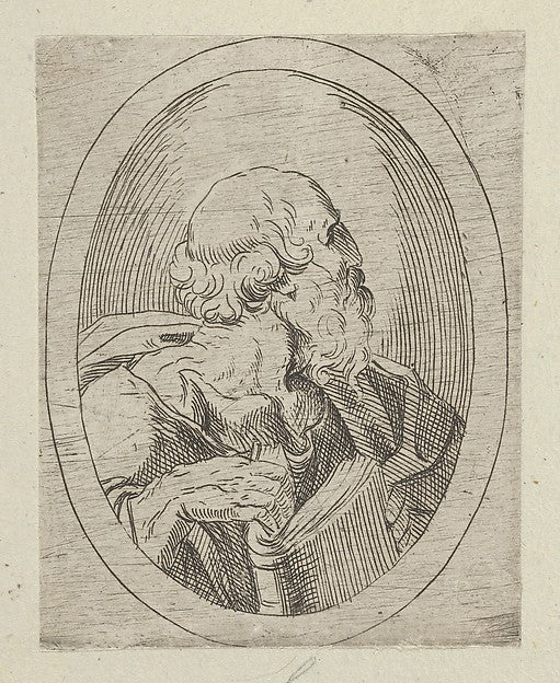 An apostle seen in profile facing right  holding an open book ,  Poster Print Wall Art