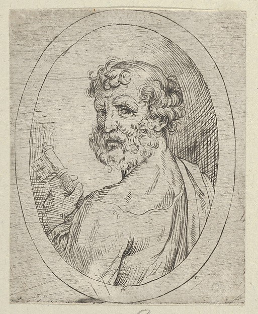 Saint Peter seen from behind  turning to face outwards and hol,  Poster Print Wall Art