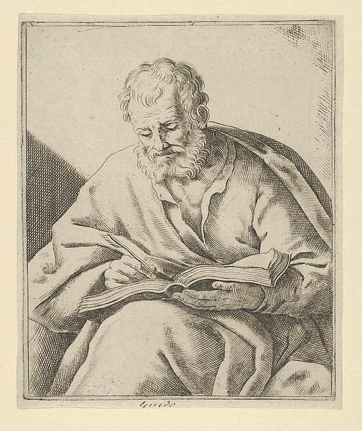 An old man seated and writing in a book  17th cent-Anonymous, ,  Poster Print Wall Art