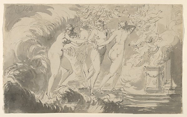 Carl August Ehrensvärd - Four Nude Women Surrounded by Putti A, Poster Print Wall Art
