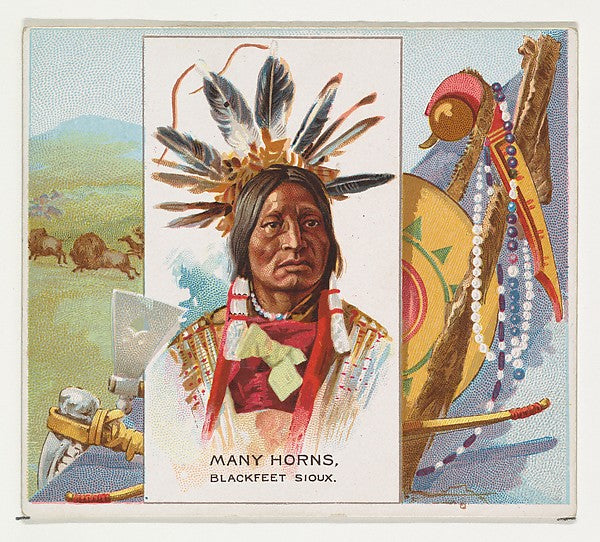 :Many Horns Blackfeet Sioux from the American Indian Chiefs -16x12"(A3) Poster