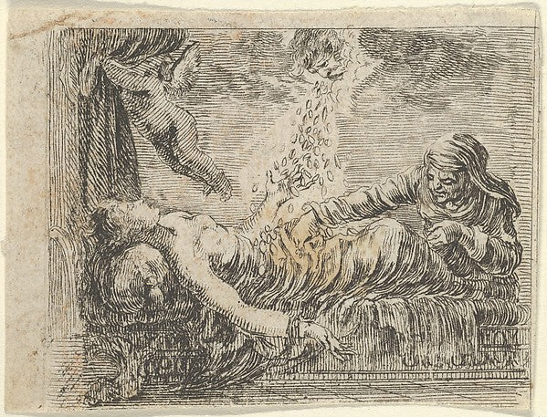Stefano della Bella :Jupiter and Danaë from 'Game of Mytholo-16x12"(A3) Poster