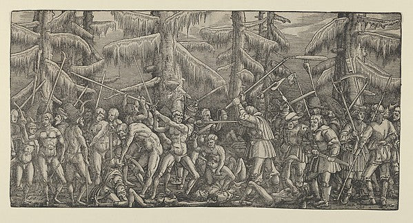 Master NH:Battle Between Peasants and Naked Men in a Forest-16x12"(A3) Poster