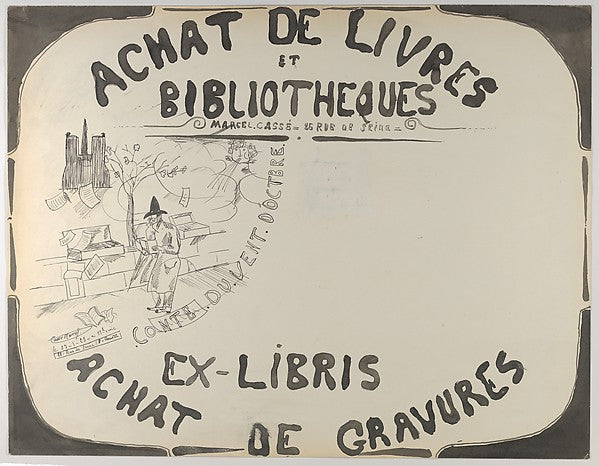 Marcel Cassé:Oversized Design for a Bookplate 1925-16x12"(A3) Poster