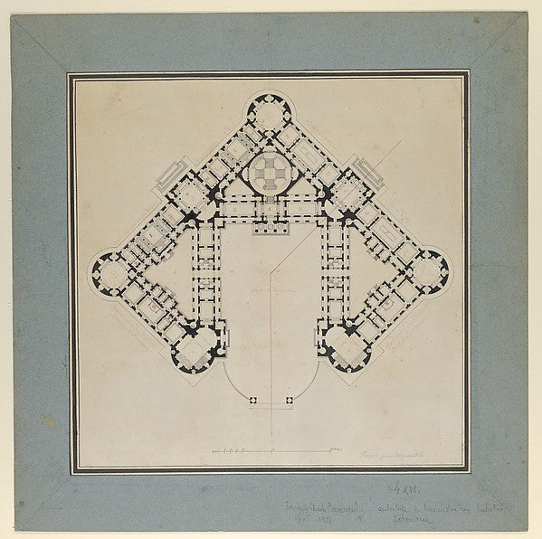 Floor Plan for a Royal Palace c1780–90-Jacques Charles Bonnard,16x12