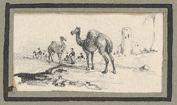 Victor Adam:Camels in a Landscape mid 19th century-16x12"(A3) Poster