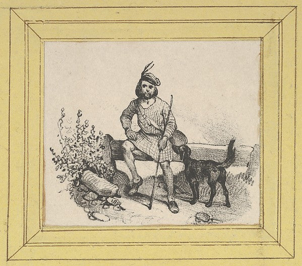 Victor Adam:Man sitting with a dog mid–19th century-16x12"(A3) Poster