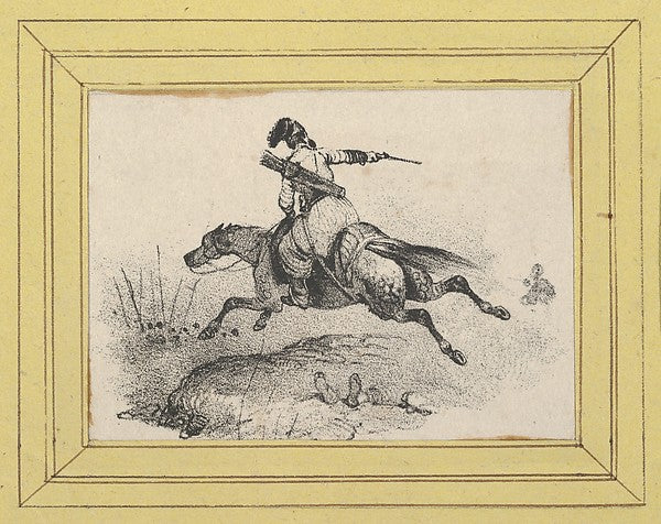 Victor Adam:Soldier on galloping horse mid–19th century-16x12"(A3) Poster