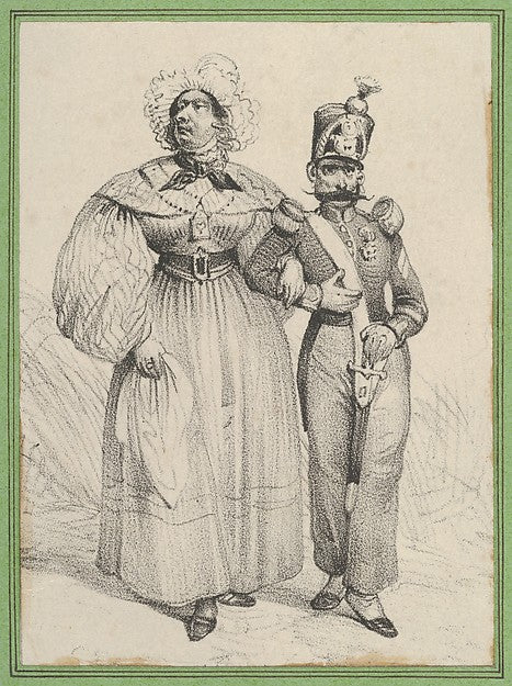 Victor Adam:Soldier with a woman on his arm mid–19th century-16x12"(A3) Poster