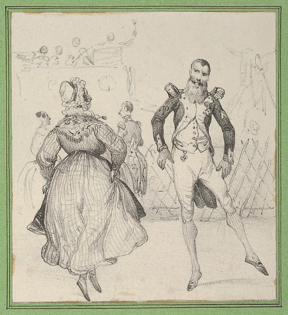 Victor Adam:A soldier and a woman dancing mid–19th century-16x12"(A3) Poster