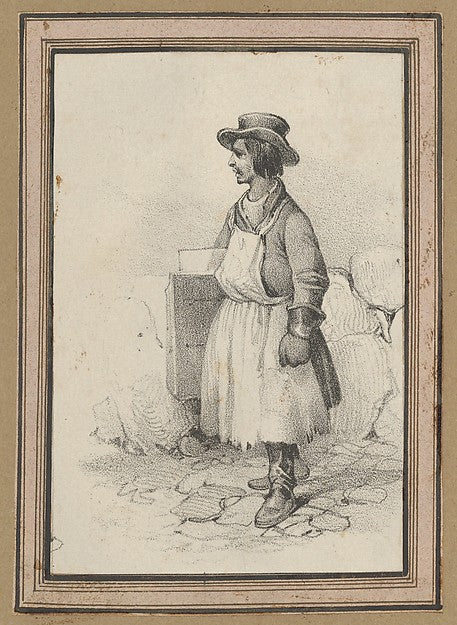 Victor Adam:Man wearing an apron and a hat mid–19th century-16x12"(A3) Poster