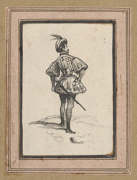 Victor Adam - Man with sword and feathered hat viewed from the, Poster Print Wall Art