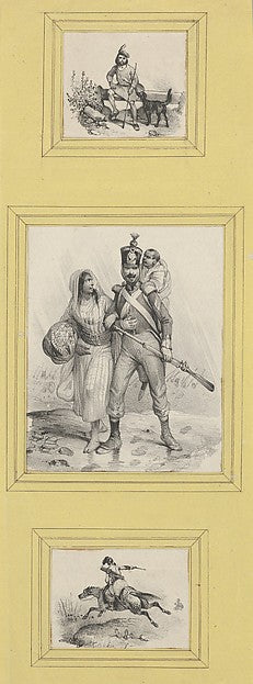 Victor Adam:Soldiers and a Highlander mid–19th century-16x12"(A3) Poster