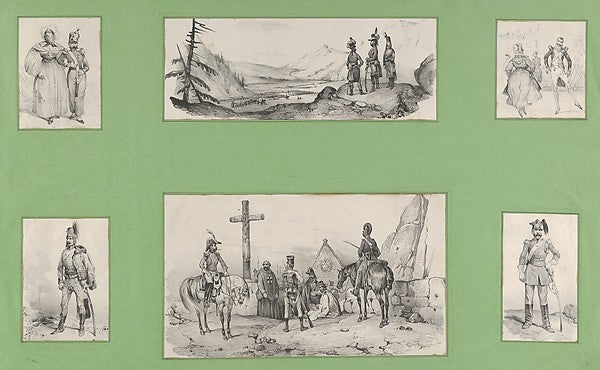 Victor Adam:Soldiers and Landscapes  mid–19th century-16x12"(A3) Poster