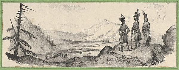 Victor Adam:Three soldiers in a landscape mid–19th century-16x12"(A3) Poster