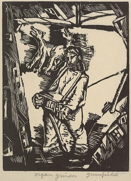 Organ Grinder 1935–43-Greenfield,  Poster Print Wall Art