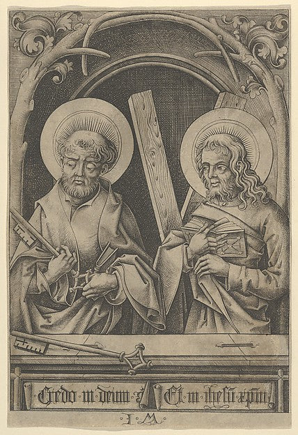 Israhel van Meckenem - St. Peter and St. Andrew from The Apost, Poster Print Wall Art