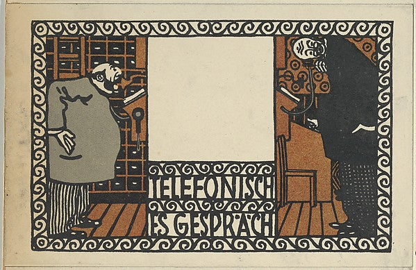 Moriz Jung Moravia 1885–1915 Manilowa ) - Telephone Conversati, Poster Print Wall Art