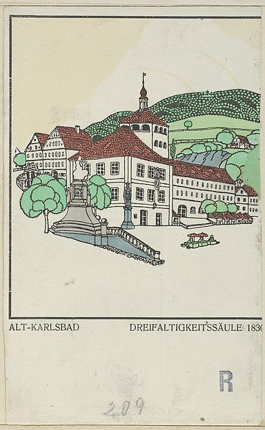 Alois Leupold-Löwenthal - Old Karlsbad -  Trinity Column 1830 19, Poster Print Wall Art