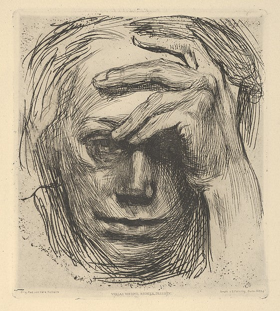 Self-Portrait with Hand on the Forehead  1910-Käthe Kollwitz , Poster Print