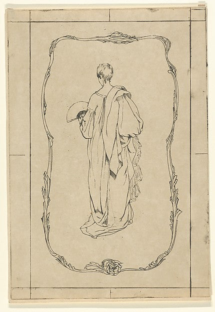 In the style of Théodore Roussel:Woman with a Fan Viewed fro-16x12"(A3) Poster