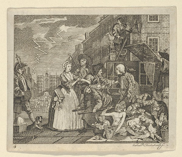 After William Hogarth:A Rake's Progress Plate 4 c1800-16x12