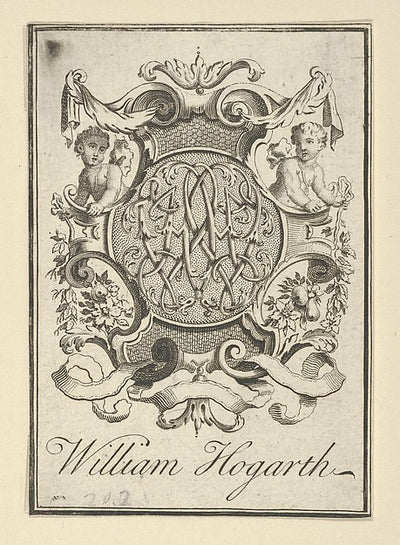 :Bookplate inscribed "William Hogarth" 18th–19th century-16x12"(A3) Poster